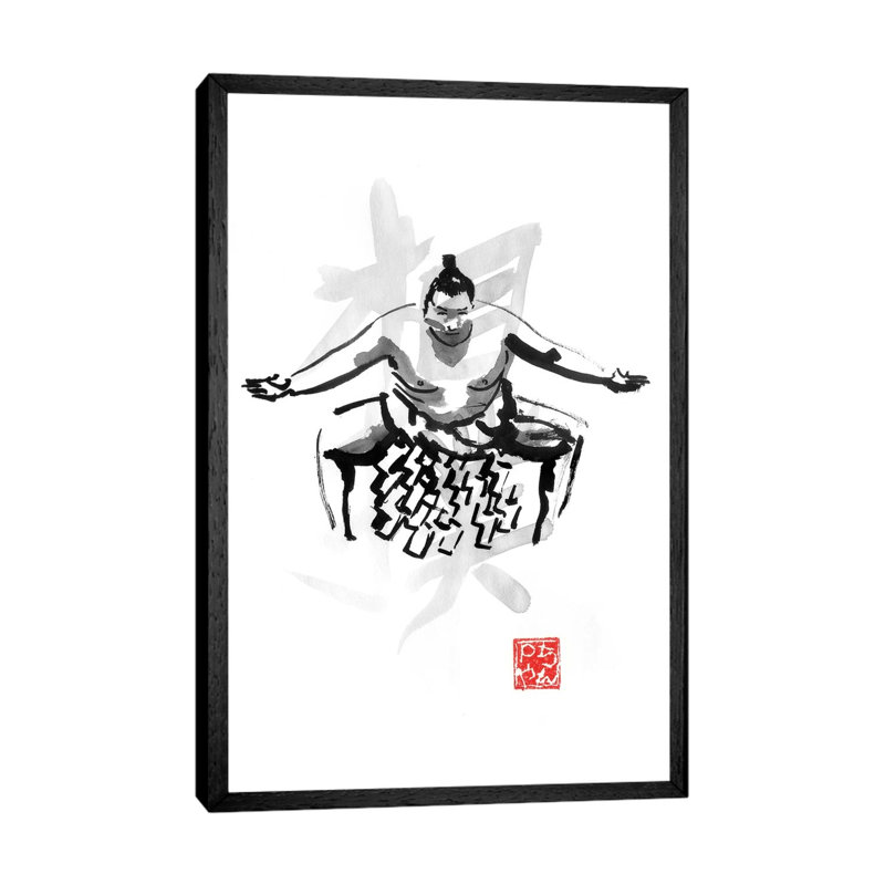 Sumo by Péchane - Painting on Canvas, 101.6 cm H x 66.04 cm W, Black Framed