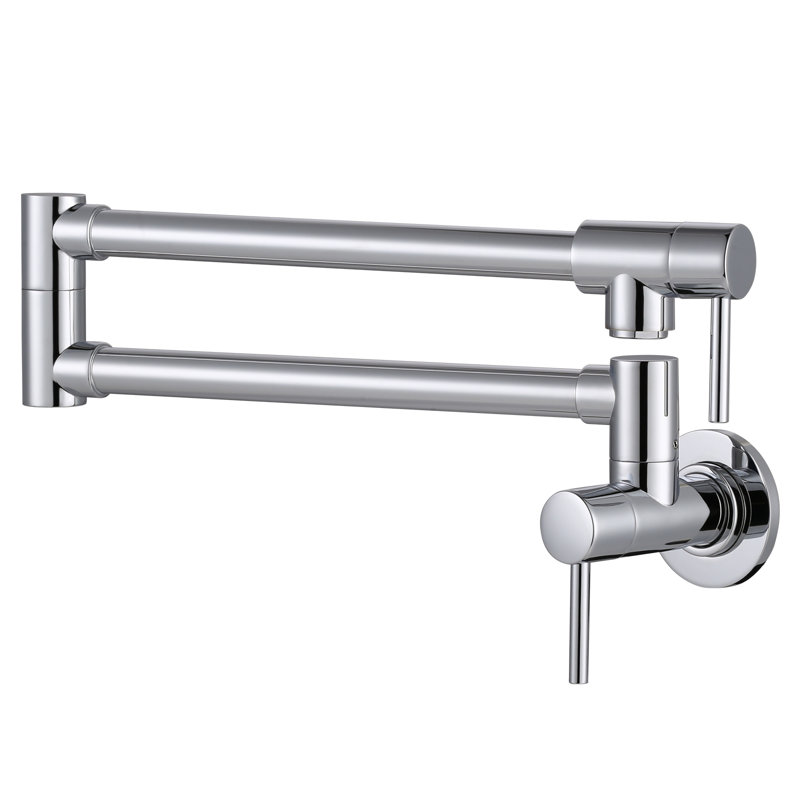 Wall Mount Folding Kitchen Pot Filler Faucet, Brushed Chrome