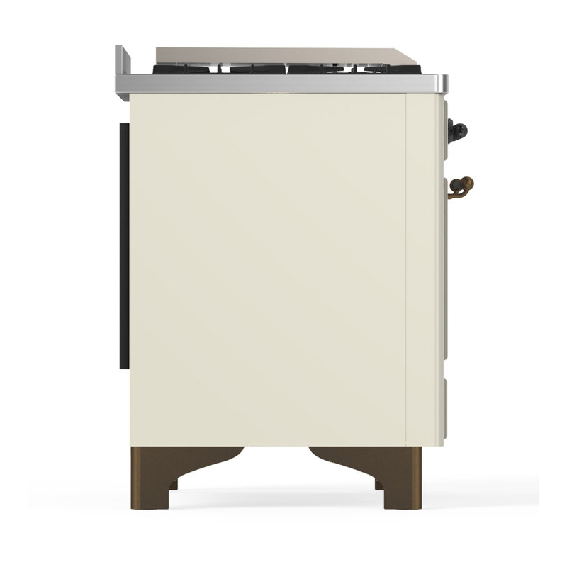 Majestic III Series 48 Inch Dual Fuel Range with 5 Sealed Burners, Griddle, Frenchtop in Glossy Black (Natural Gas, Burnished Trim)