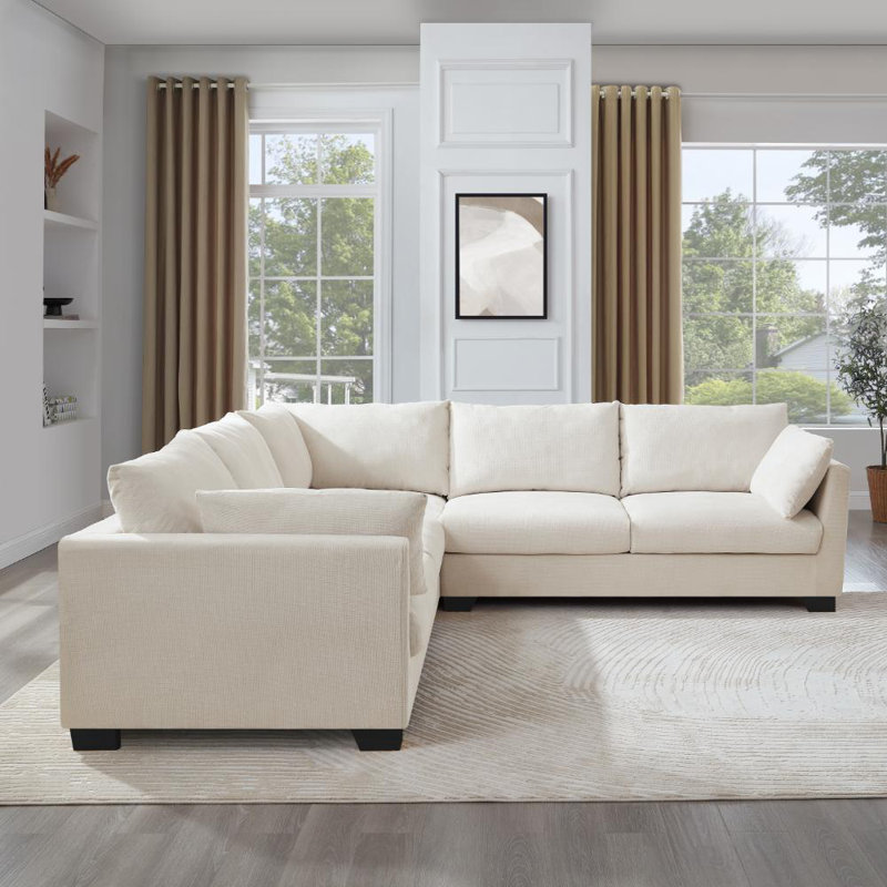 Cenko 5 Seater Sofa, Cream Linen Blend
