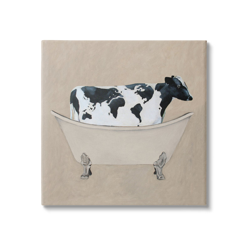 Peinture sur toile Rustic Cow Farmhouse, H 17 po x l 17 po x P 1,5 po