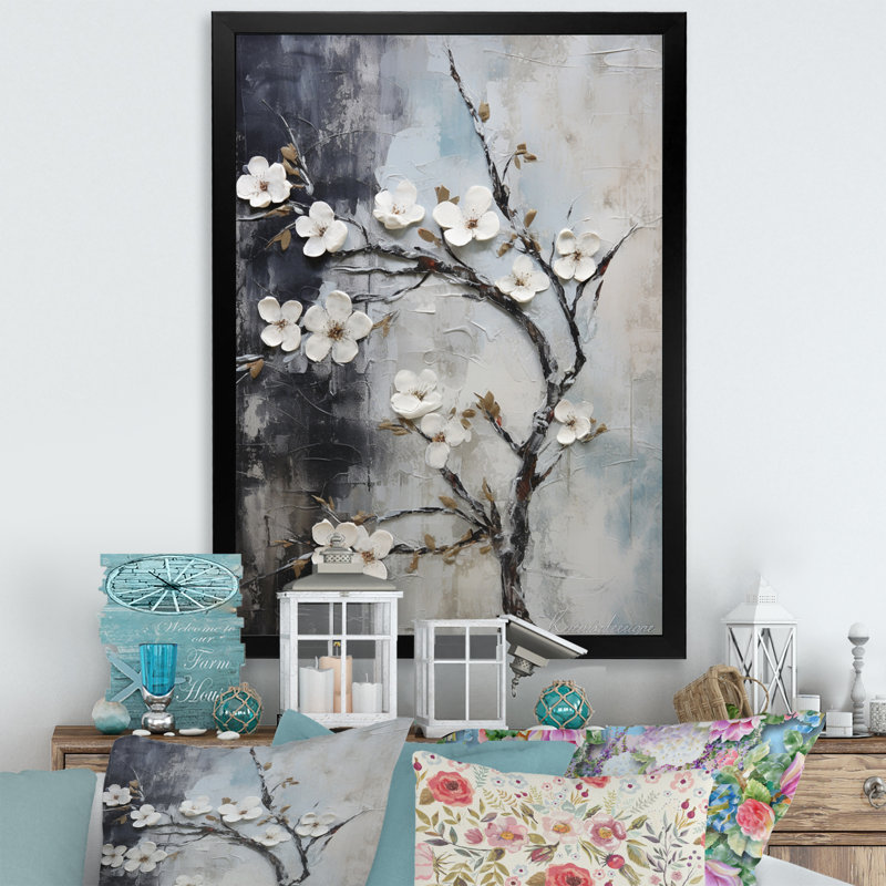 Pomme en fleurs Harmony, Cadre d'angle fermé noir, H 44 po x l 34 po x P 1 po