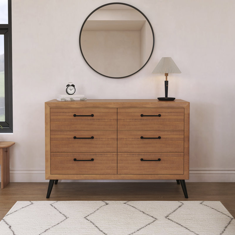 Stilnovo Kids 6 - Drawer Dresser, Sugar Cane/Black