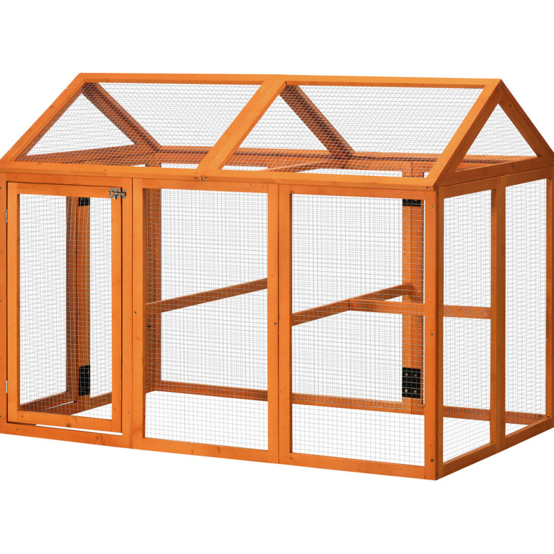 Grand poulailler, enclos extérieur en bois léger 4,6 pi x 2,8 pi, orange - pour 1 à 3 poules, poulailler lumineux