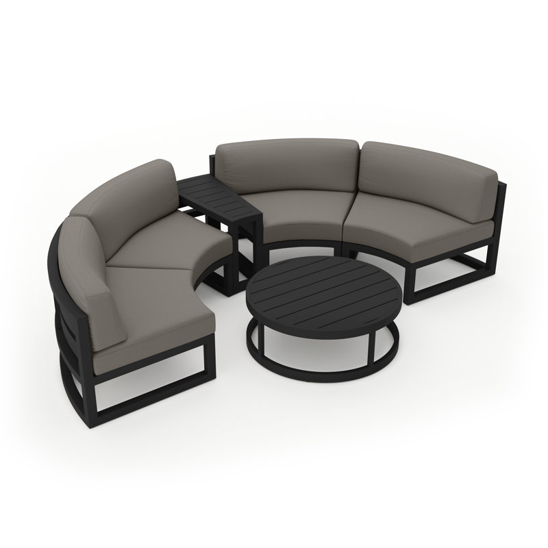 Avion Outdoor 4 - Piece Conversation Set, Canvas Charcoal Sunbrella® Canvas, Black