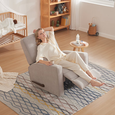Azizi 33" Wide Modern Chenille Swivel Glider