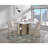 BAR TABLE AND BEIGE BAR STOOLS