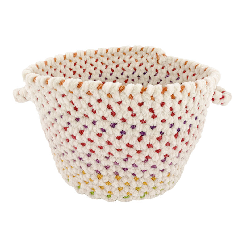 Dakota Fields Fabric Decorative Basket, Basket 16", Red/Beige/Blue
