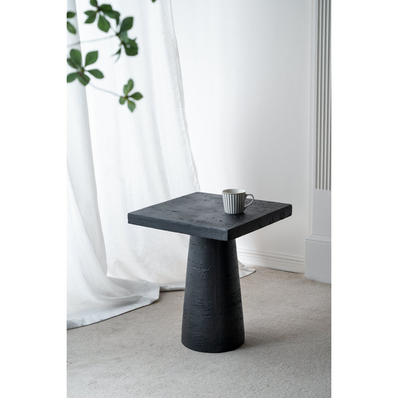 20X20x24" Square Side Table With Pedestal Base, Black