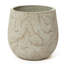 Pot de fleurs en ciment beige vieilli de 38,6 cm de haut, orné d'un motif géométrique en relief en forme de soleil, style rustique moderne avec trou de drainage.