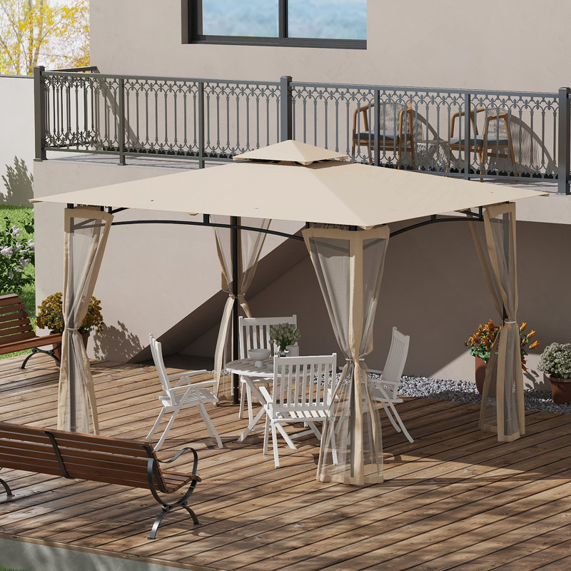 Pavillon de jardin avec filet 10 'x 12' Outsunny, Beige