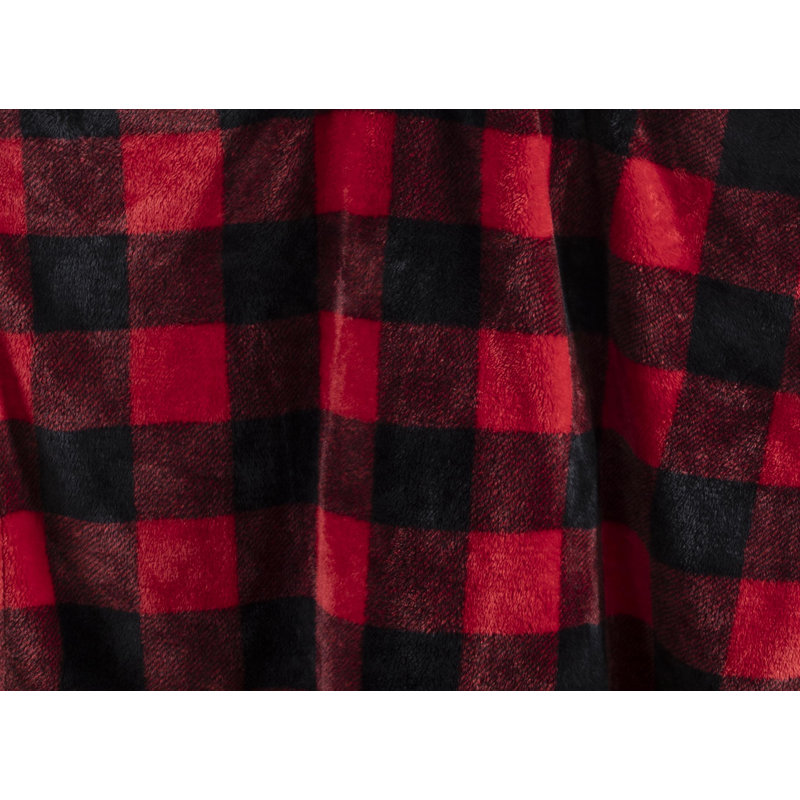 Jeté à capuche rouge et noir Dearfoams, L 50 po x L 60 po