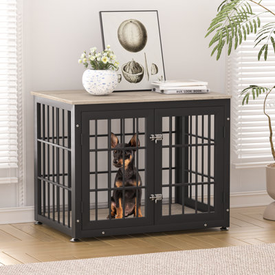 Mobilier de cage robuste pour chien, table de bout décorative pour animal de compagnie, meubles de chenil en bois pour l'intérieur