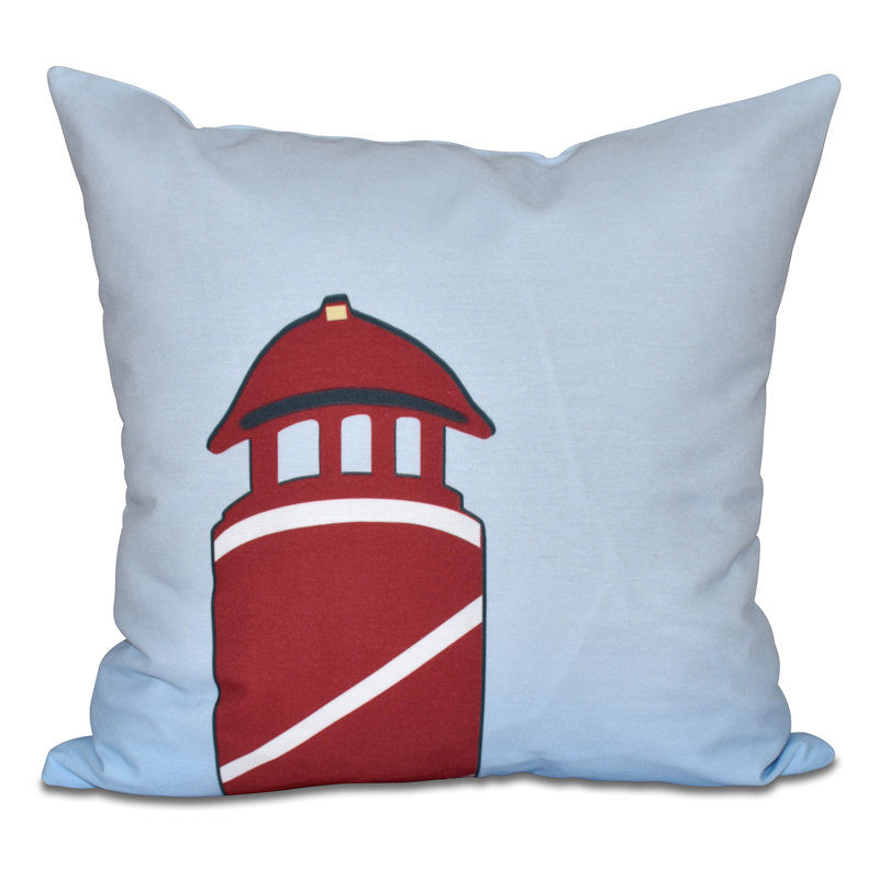 Nautical Nights Embroidered Reversible Throw Pillow, 20" H x 20" W, Red