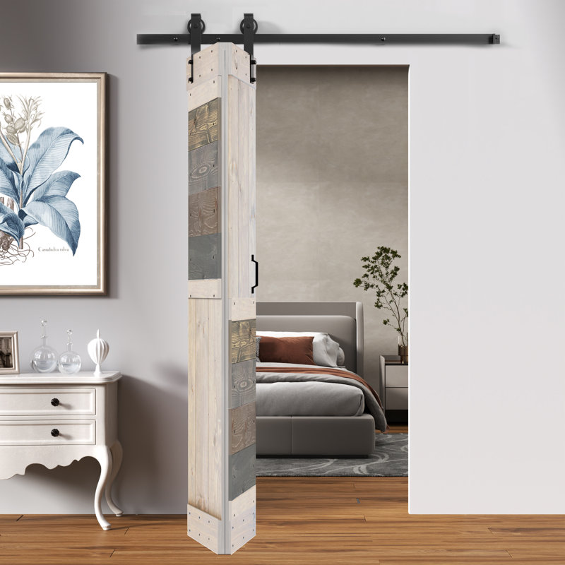 Porte à deux branches en bois massif en forme de S avec rail de quincaillerie - Assemblage requis, 30 po x 84 po