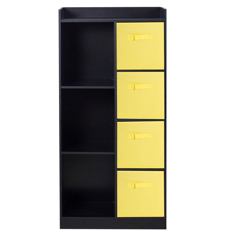 Samee 128cm H x 62.5cm W Cube Bookcase, Black/Yellow