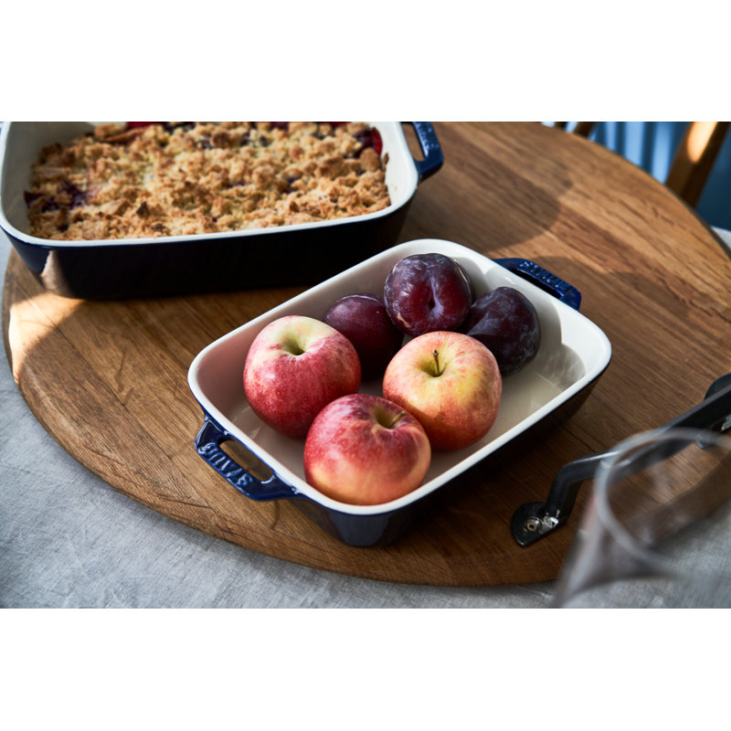 Staub Ceramic 2-piece Rectangular Baking Dish Set, Dark Blue