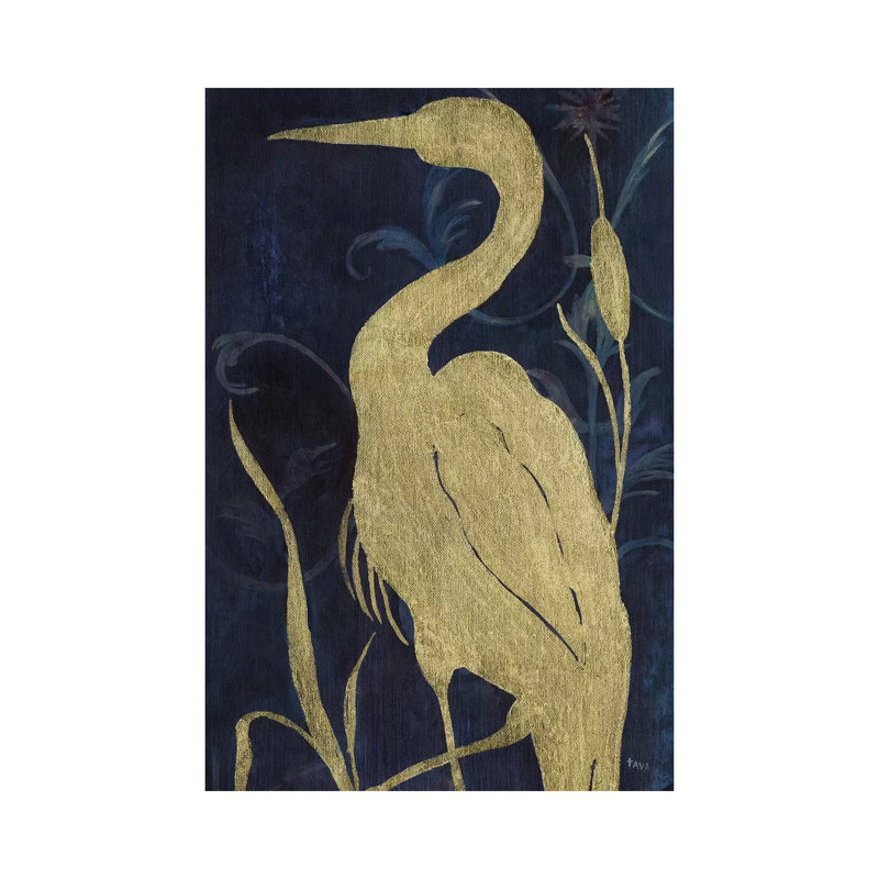 Egret On Indigo II by Tava Studios - Wrapped Canvas Gallery-Wrapped Canvas Giclée, 20.32 cm H x 30.48 cm W