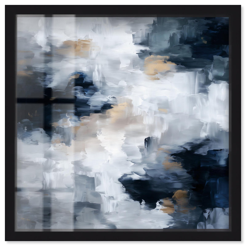 «Midnight and Ivory II Shadowbox Print», art mural abstrait par Art Remedy, H 13 po x l 13 po, Noir