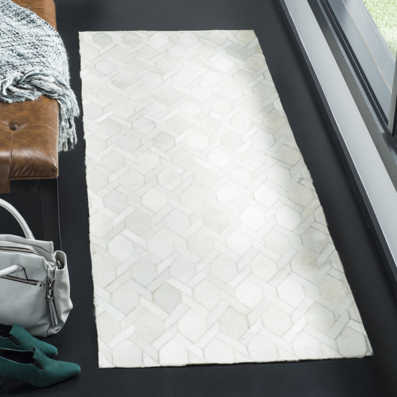 Sevastopol Studio Leather Hand Woven Leather Geometric Rug, Runner 2'3" x 7'