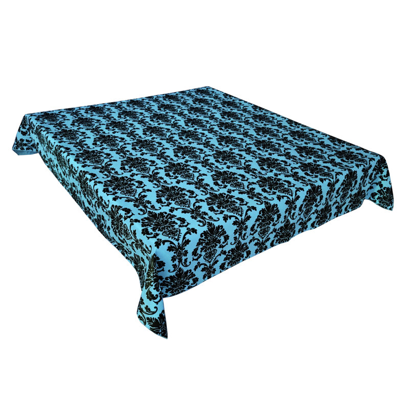 Floral Poplin Damask Tablecloths, Turquoise, 120" Rectangle
