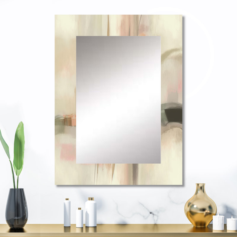 «Knowing Vintage Pink Minimal Retro Simplicity I», miroir décoratif de peinture abstraite, miroir mural moderne, impression d'art en métal