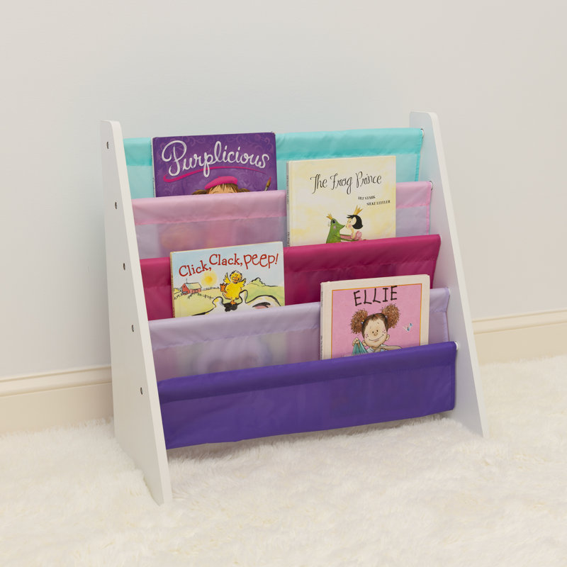 Présentoir de livres pour enfants Hoeft, Blanc / bleu sarcelle / rose / mauve