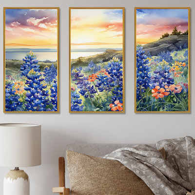 «Blue Bonnets Sunset I», ensemble d'art sur toile Blue Bonnets