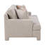 Canapé deux places Evany avec 2 coussins décoratifs, pieds rembourrés, chenille taupe