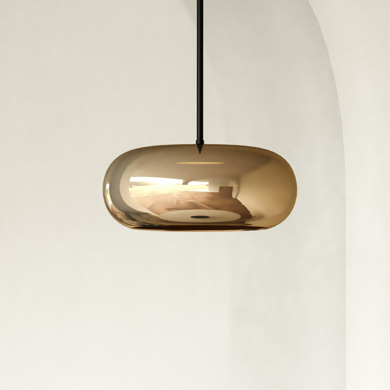 Luminaire suspendu tambour 1 lumière DEL 1 lumière, Cuivre