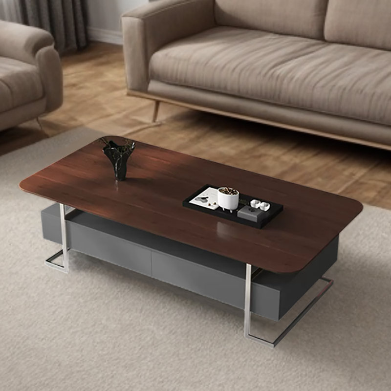Table basse à double caisson avec rangement, Blanc / gris