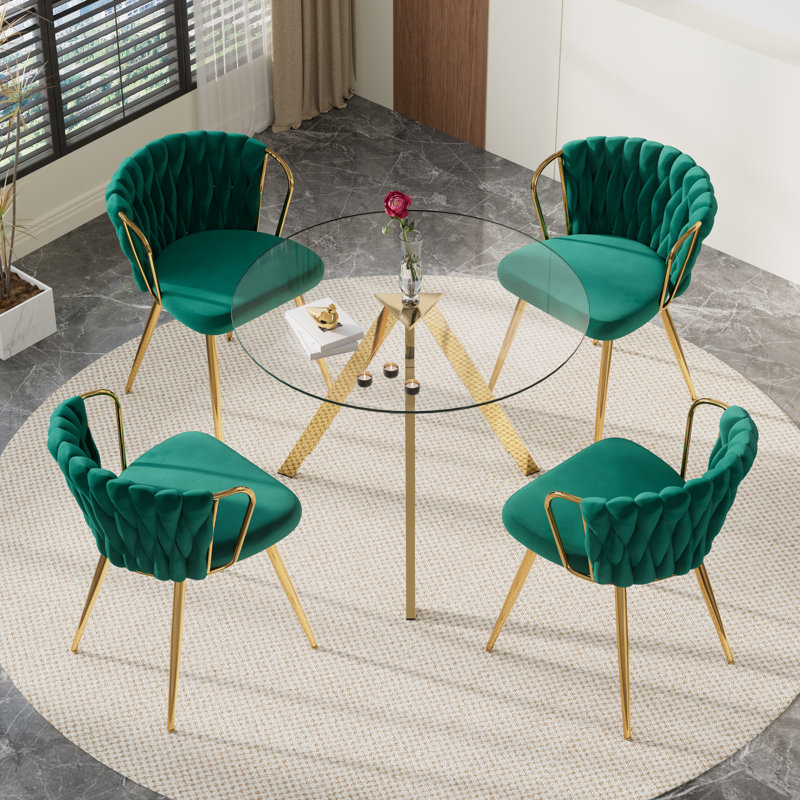 Ensemble de salle à manger, Vert, 5, H 29,5 po x l 39,2 po x P 39,2 po