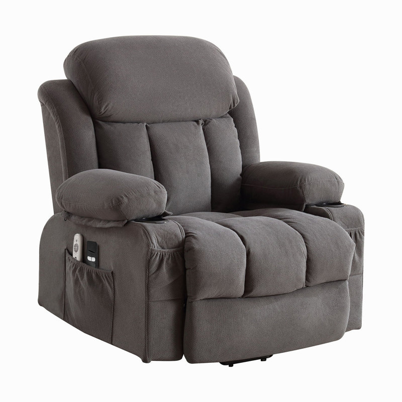 Power Lift Recliner Chair With Heat And Massage Electric Fabric Recliner Chair For Elderly With Side Pocket, USB Charge Port, Remote Control For Living Room (GREY)