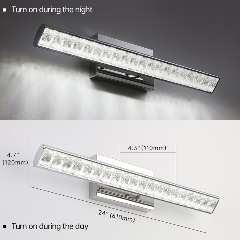 Deleyza LED CHROME Crystal Vanity Light, 24" L x  4.7" H x 4.3" W
