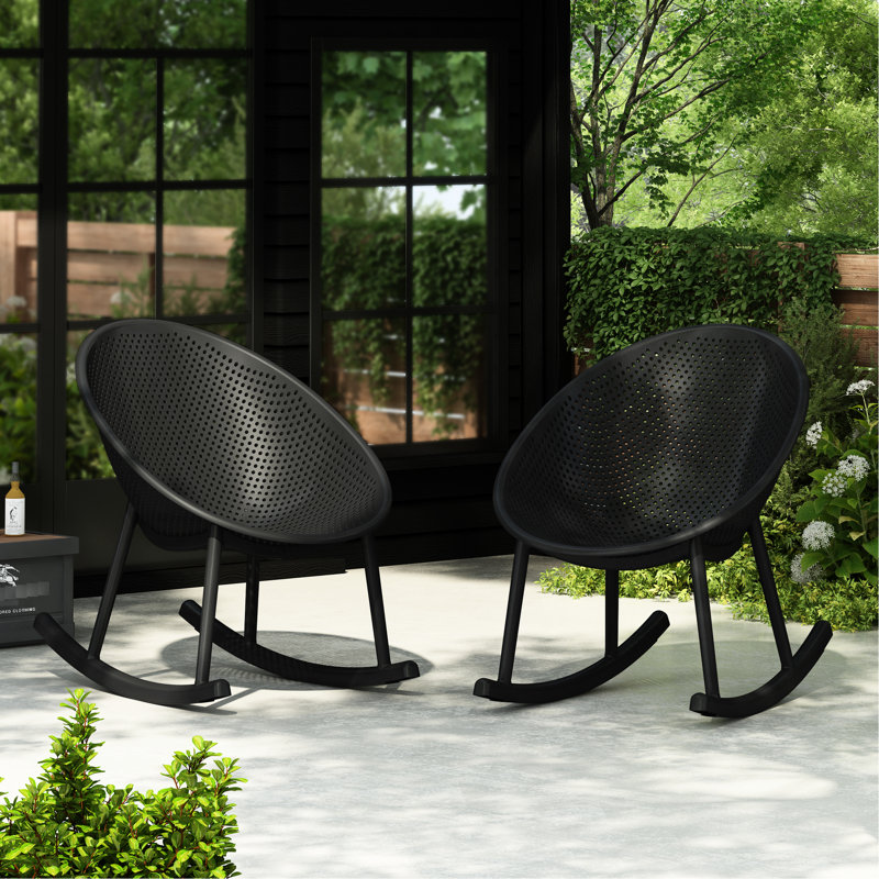 Ensemble de 2 chaises berçantes Gable, résistantes aux intempéries et durables pour un confort extérieur et un style moderne