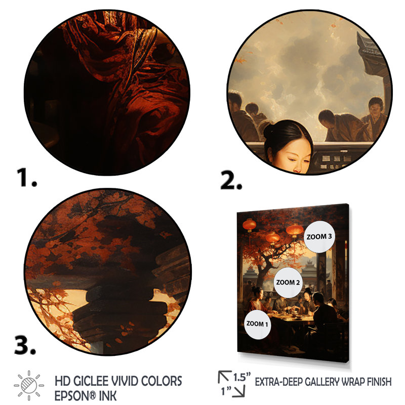 Chine, ancienne dynastie, paysage 2 - Art mural chinois, Cadre simple noir, H 32 po x l 16 po x P 1 po