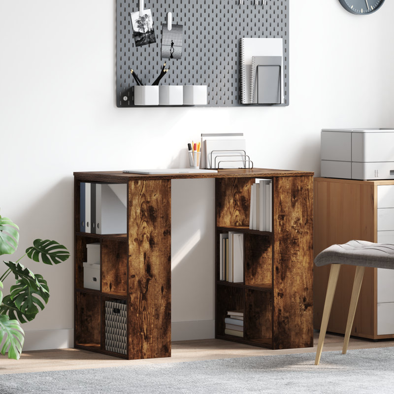 Corner Desk MDF Medium Storage Corner Desk, Smoked Oak