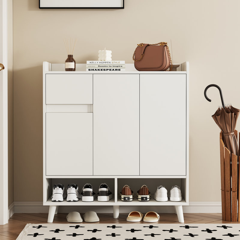 12 Pair Shoe Storage Cabinet, White