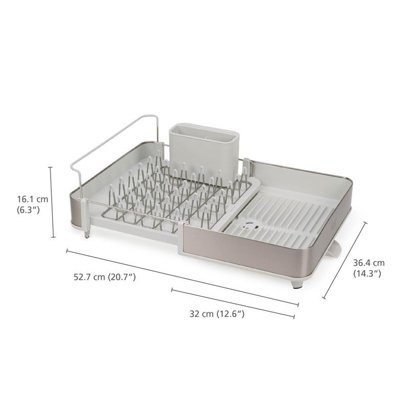 Égouttoir à vaisselle extensible avec bec pivotant pour égouttoir à couverts amovible, acier inoxydable