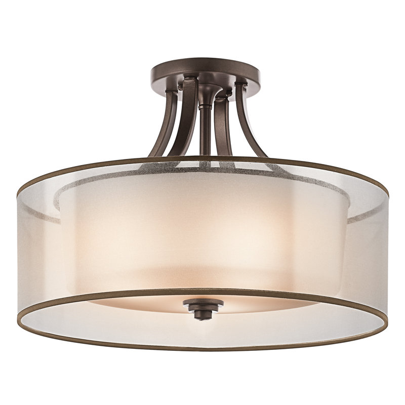 Lightle Fabric Semi Flush Mount, Mission Bronze