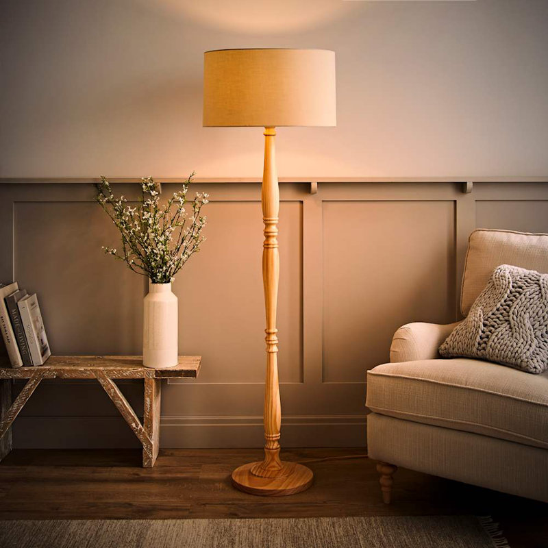 Arialdo 157cm Traditional Floor Lamp, Natural, Light Wood