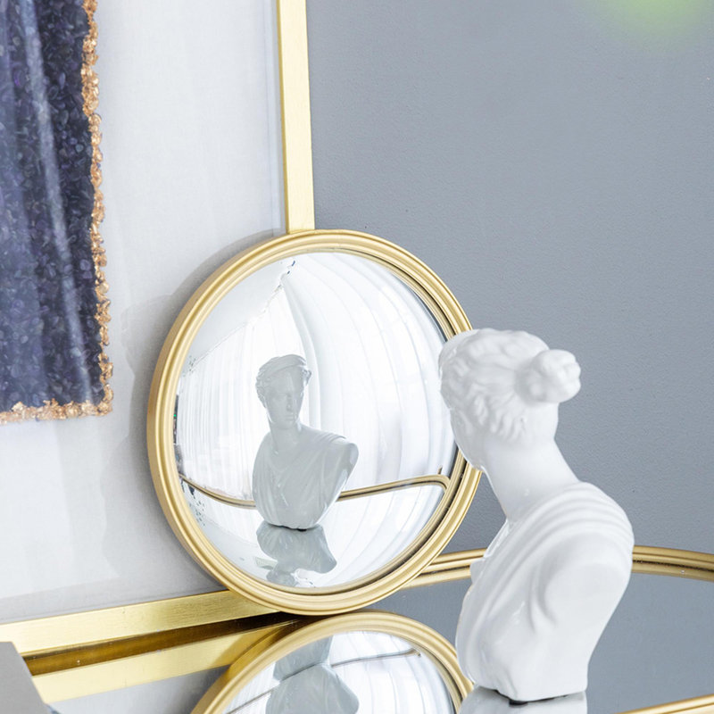 Miroir circulaire avec cadre en fer, 10,4 po x 10,4 po