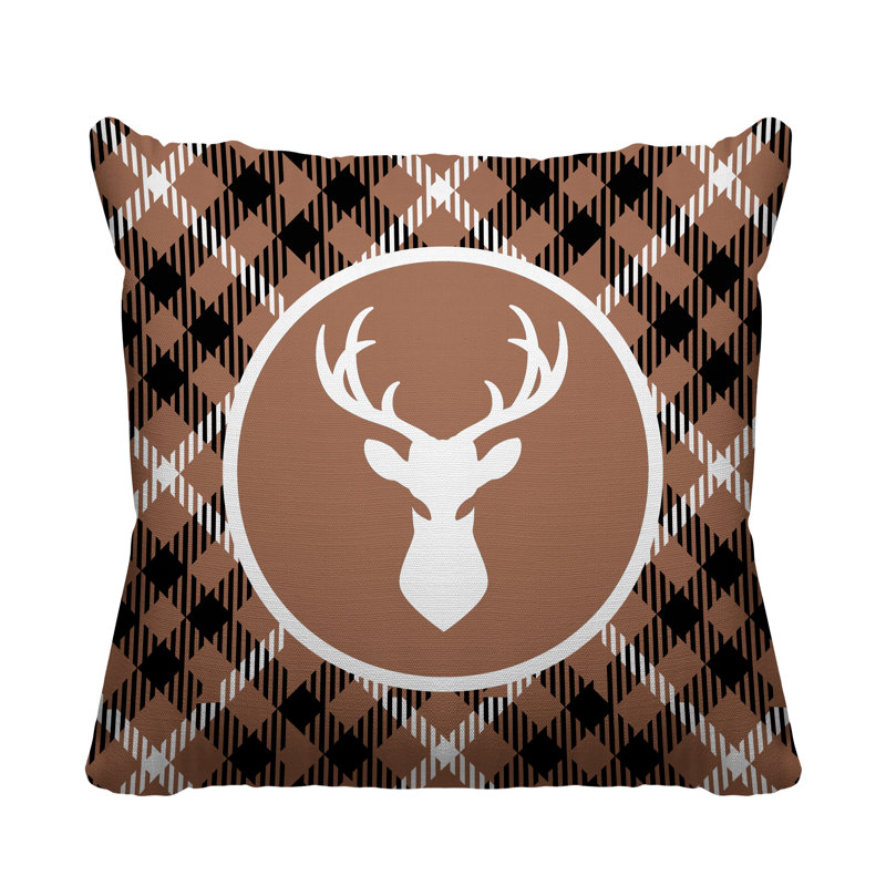 Coussin décoratif intérieur / extérieur Tartan Reindeer, L 17 po x H 17 po, Chair