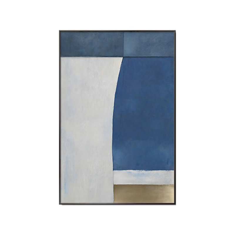 Peinture abstraite géométrique de salon, peinture murale bleue sur fond de canapé, H 47,24 po x l 31,5 po