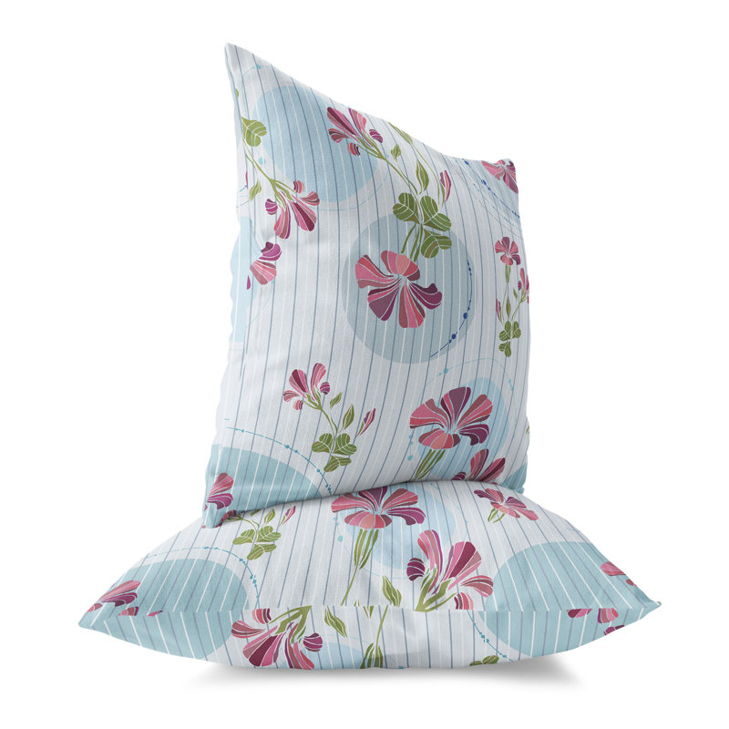 Circular Garden Reversible Throw Pillow, Blue/Pink/Multi, 16"H x 16"W