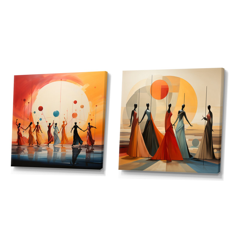 Ensemble de 2 impressions sur toile jaunes synchronisées, Toile tendue, H 16 po x l 33 po x P 1 po
