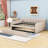 Full Size Velvet Upholstered Daybed with Pull-Out Trundle and Vertical Stripe Backrest-1925022060