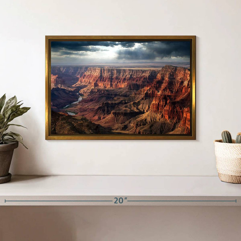 Cloudy Grand Canyon, Floating Frame Gold, 13" X 9"