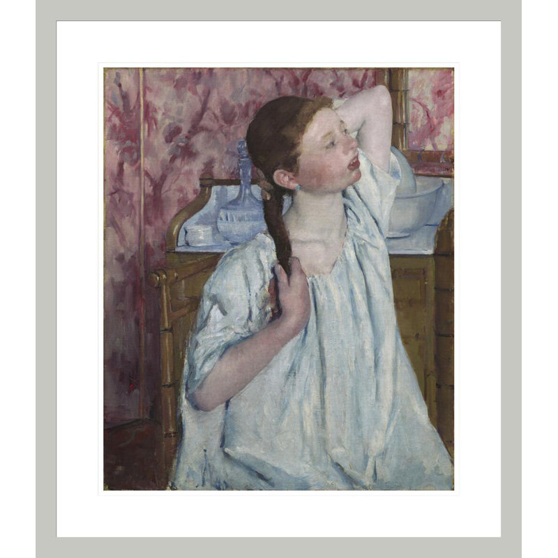 «Girl Arranging Her Hair» par Mary Cassatt, impression giclée encadrée, H 27,01 po x l 23,5 po