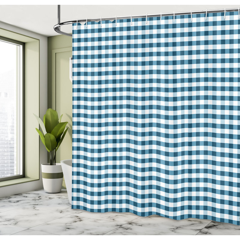 Ensemble de rideau de douche + crochets, H 84 po x l 69 po, Bleu mer